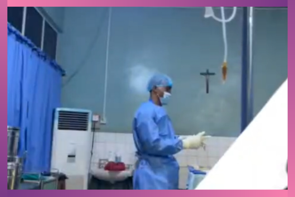 Image showing one of the steps to the question, "how is c section performed"