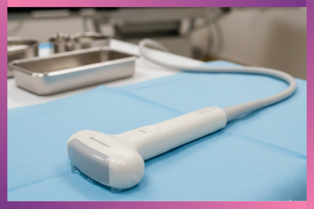 An image showing a transvaginal probe — an instrument used during 4 weeks pregnant ultrasound.