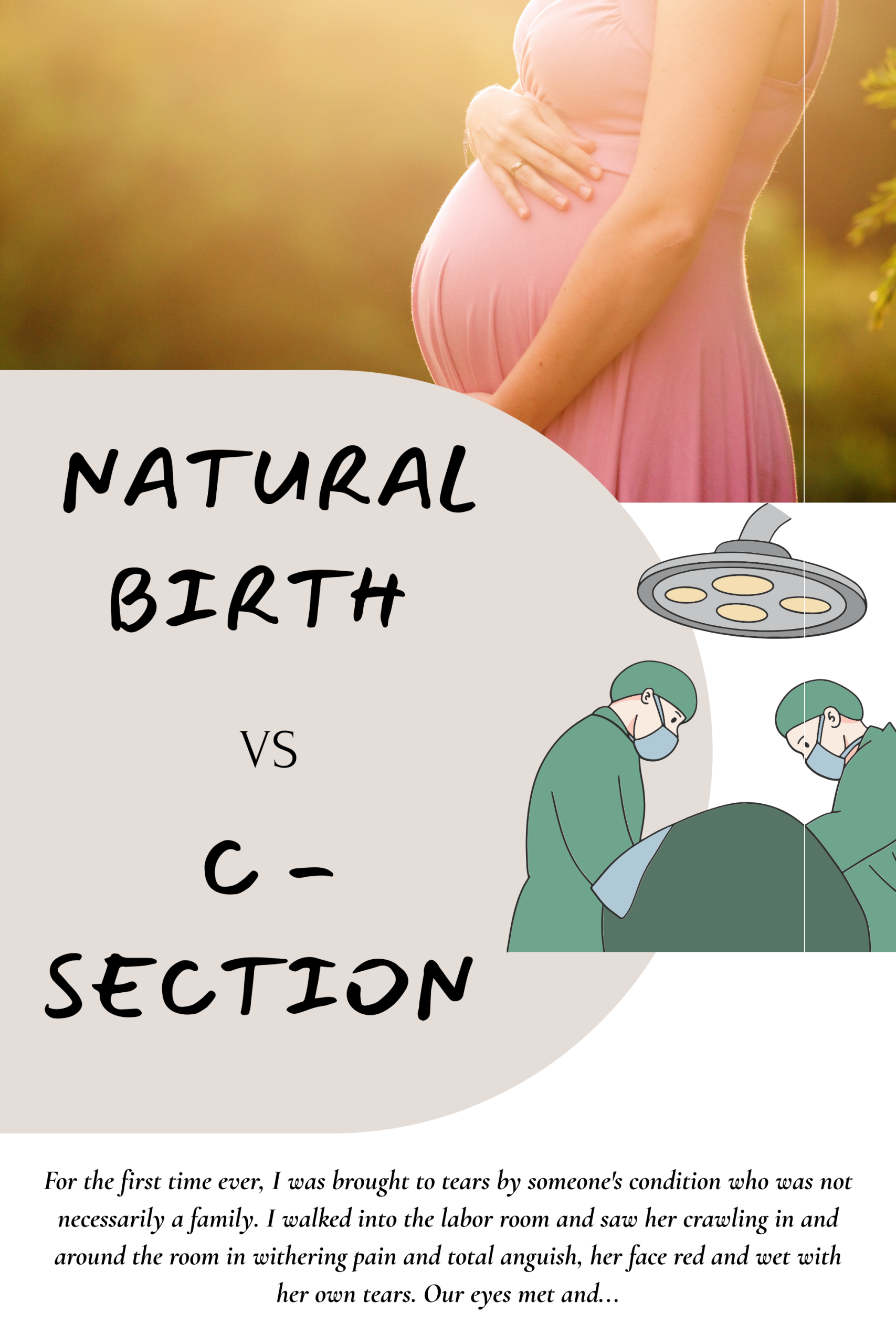 A featured image of an article 'natural delivery vs c section